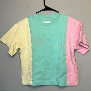 Teddy Fresh Shirt Women's X Small Pastel Multicolor Thick Cotton Short Sleeve